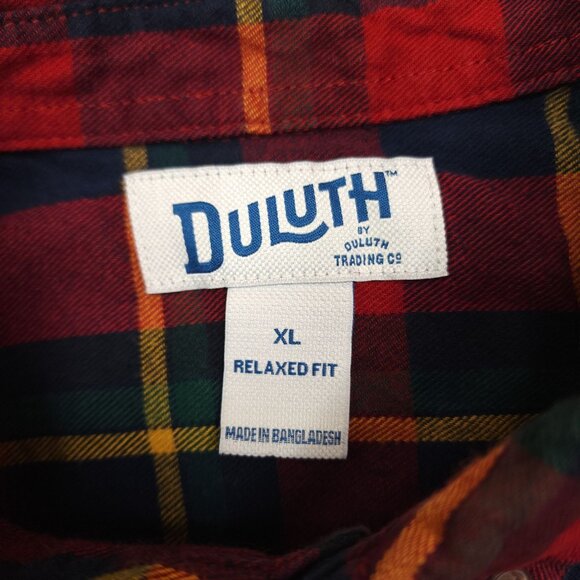 Duluth Trading Co Mens XL Plaid Flannel Shirt Relaxed Fit Under Arm Gusset - Picture 2 of 12